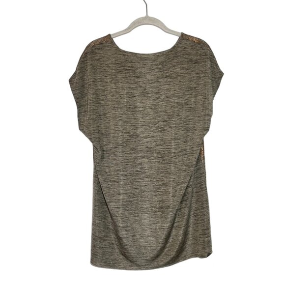 Dantelle Foil Print Step Hem Top in Coffee Copper - Size Large - Picture 2 of 6